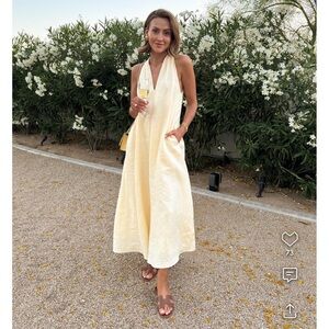 Banana Republic yellow linen dress with pockets